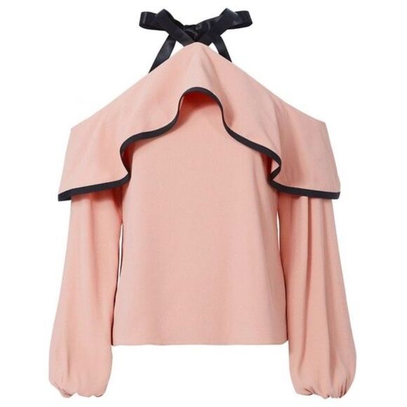 NWT Alexis Malia Off- Shoulder Blush Rose Ruffle Blouse XS Revolve - Picture 13 of 15